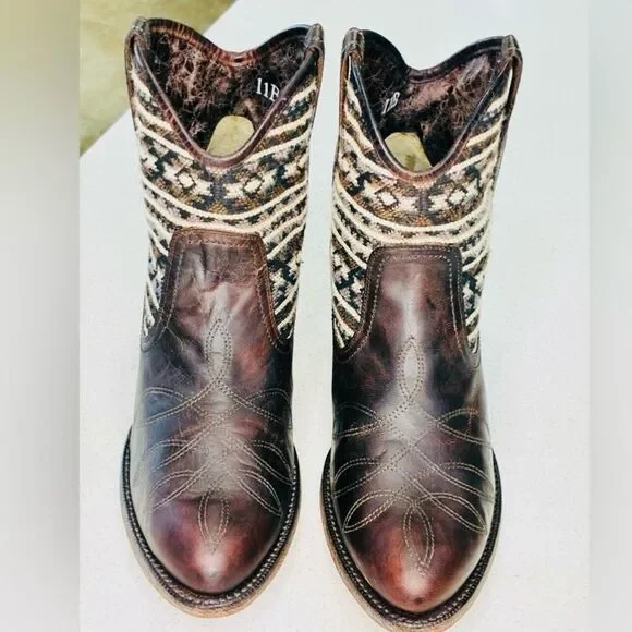 Ariat Meadow Western Ankle Boots Womens 11B Brown Leather Aztec Ankle Boots EUC - Picture 6 of 15